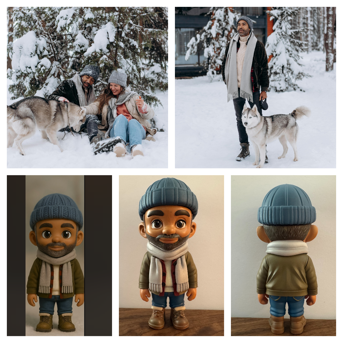 Custom Cute 3D Mini Figurine – From Your Photo | Hand-Painted Gift + FREE LED Display Case or Wooden Frame+ One-Time Free Repair Guarantee