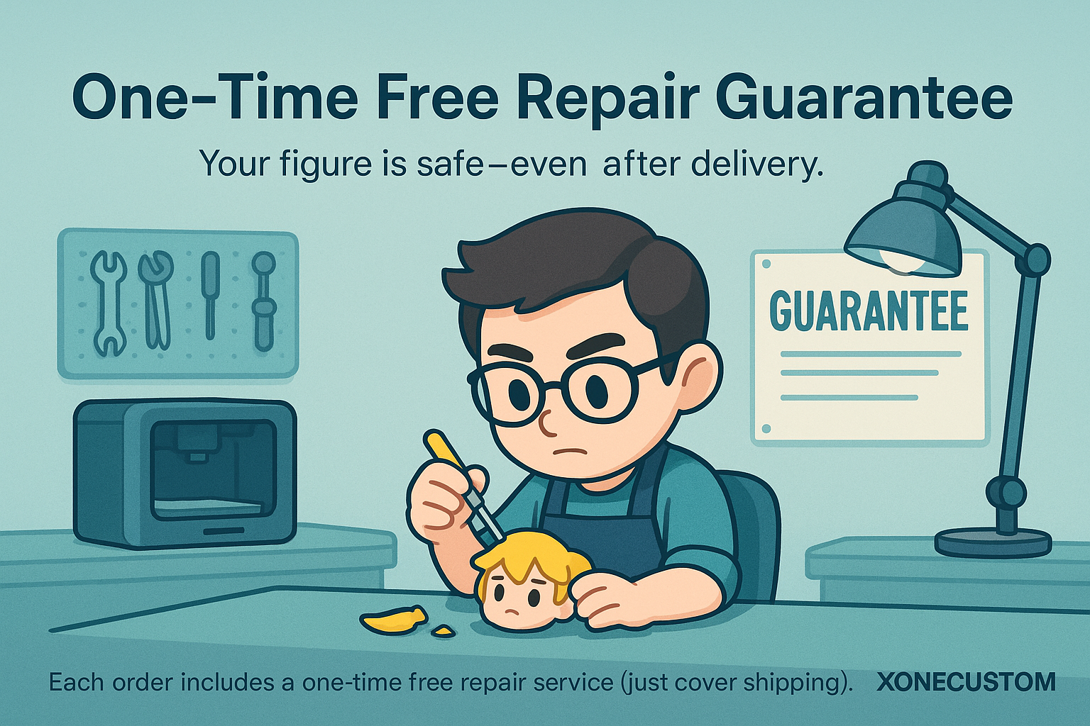 Custom Cute 3D Mini Figurine – From Your Photo | Hand-Painted Gift + FREE LED Display Case or Wooden Frame+ One-Time Free Repair Guarantee